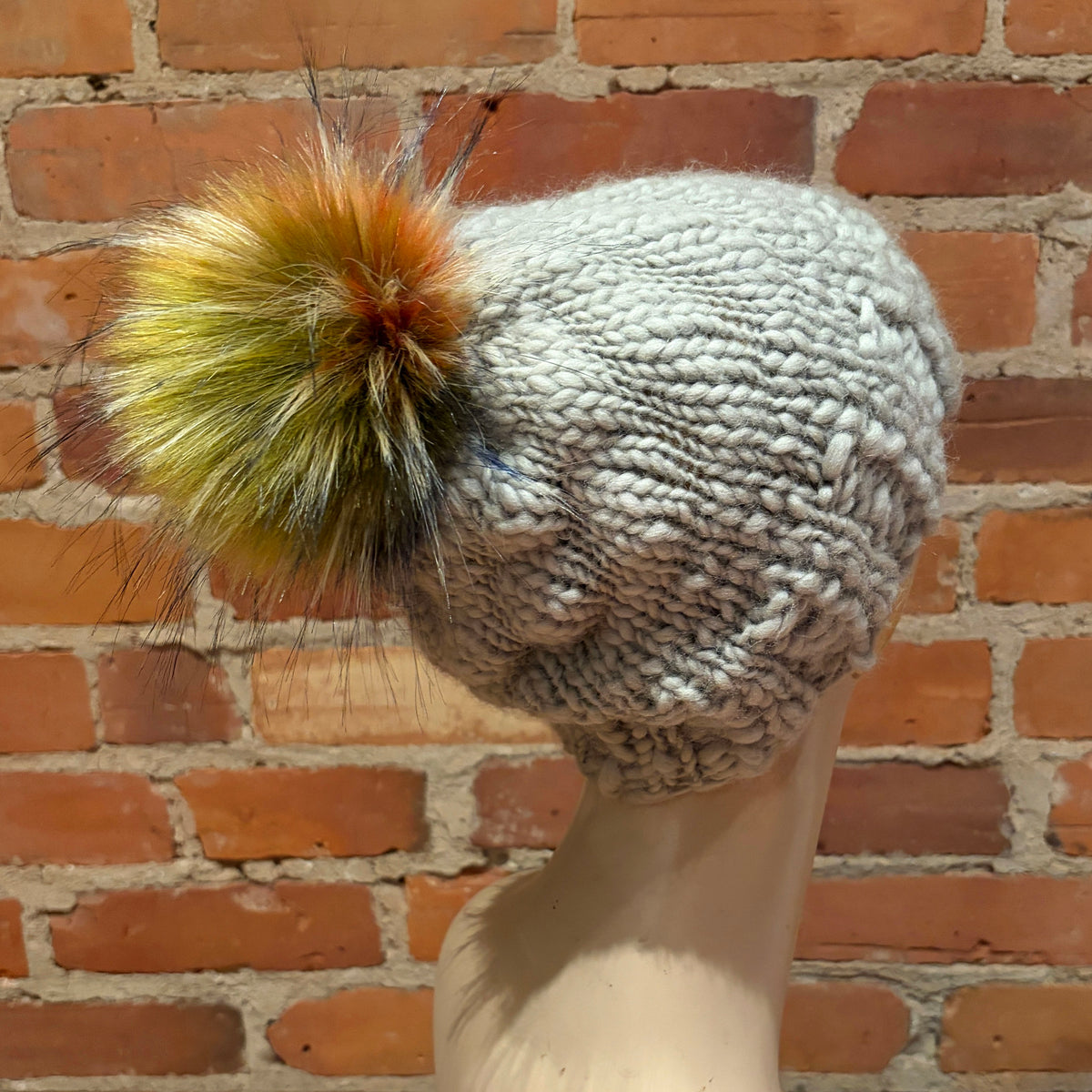 Colorful Finn Raccoon Faux Fur Pom, 5.5 Inch