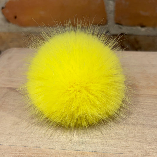 Lemon Yellow Faux Fur Pom, 3 Inch