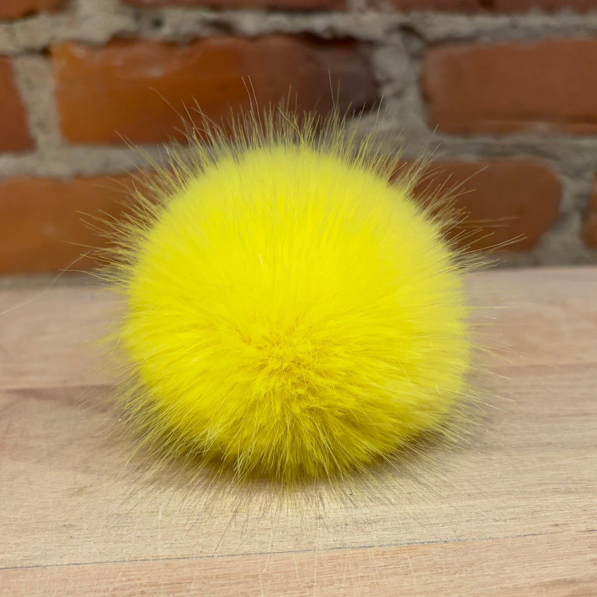 Lemon Yellow Faux Fur Pom, 3 Inch