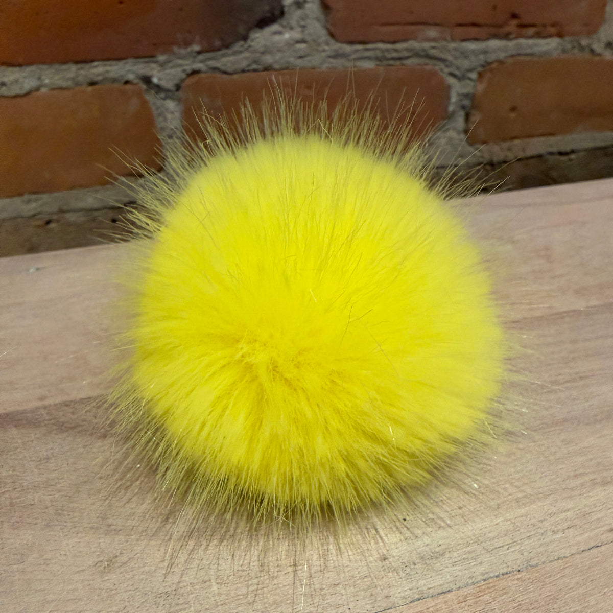 Lemon Yellow Faux Fur Pom, 3 Inch