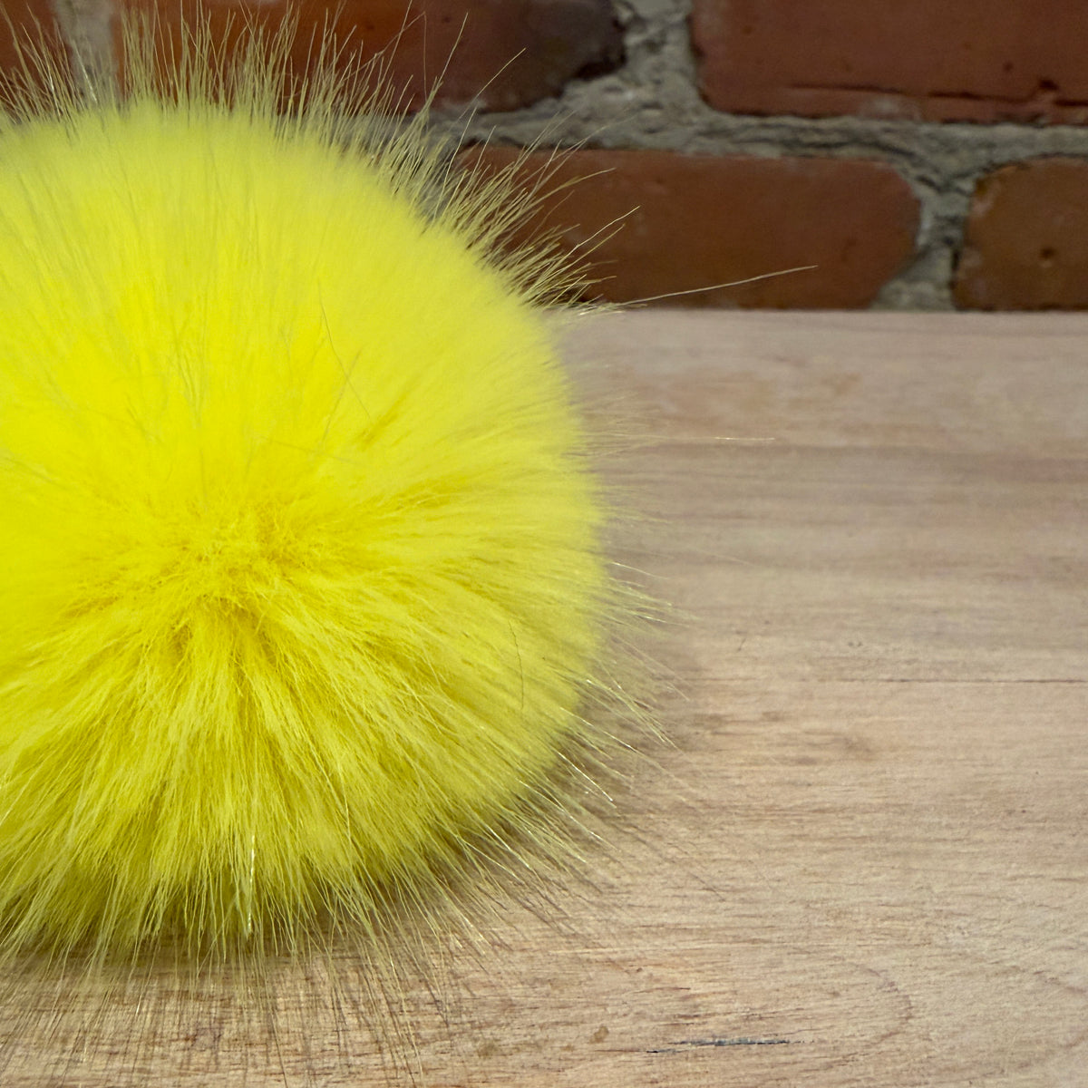 Lemon Yellow Faux Fur Pom, 3 Inch