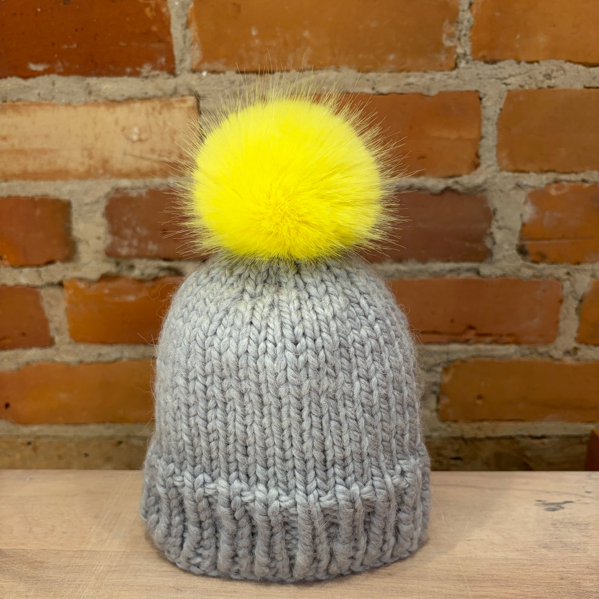 Lemon Yellow Faux Fur Pom, 3 Inch