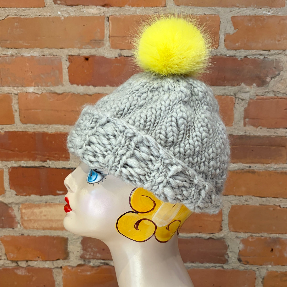 Lemon Yellow Faux Fur Pom, 3 Inch