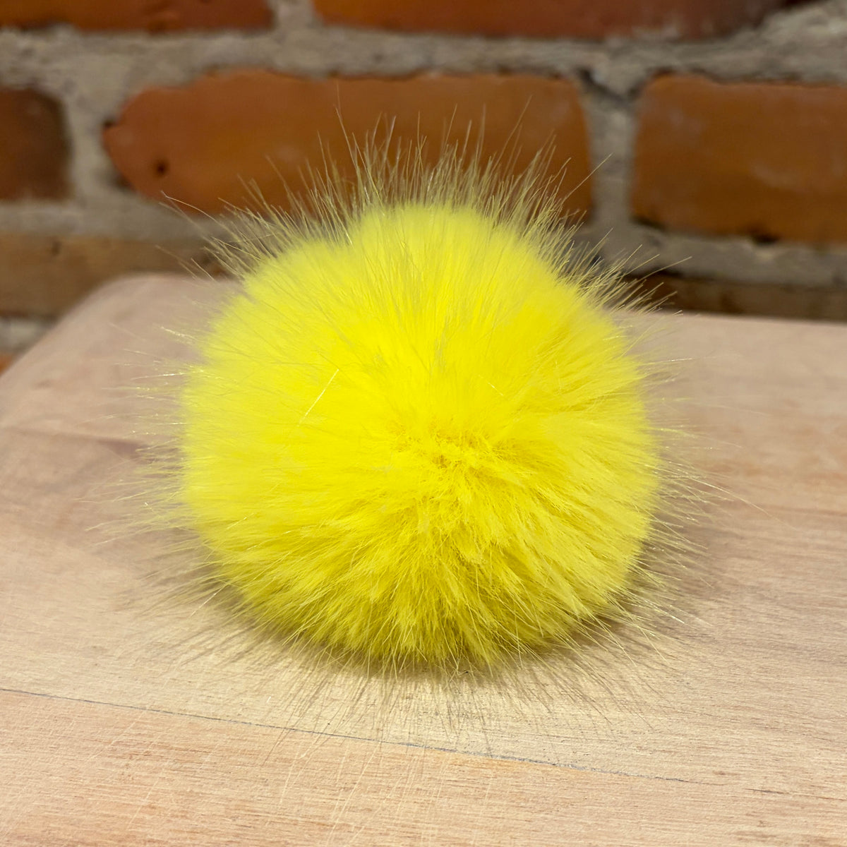 Lemon Yellow Mink Faux Fur Pom, 2.5 Inch