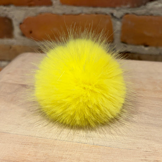 Lemon Yellow Mink Faux Fur Pom, 2.5 Inch