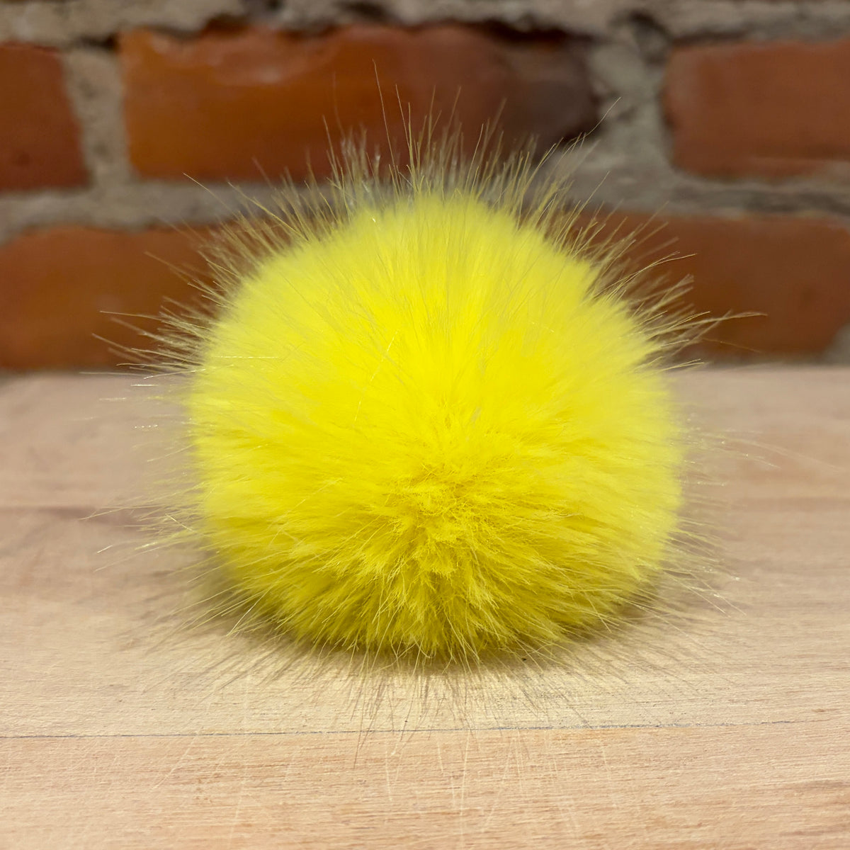 Lemon Yellow Mink Faux Fur Pom, 2.5 Inch