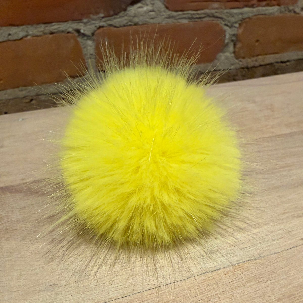 Lemon Yellow Mink Faux Fur Pom, 2.5 Inch