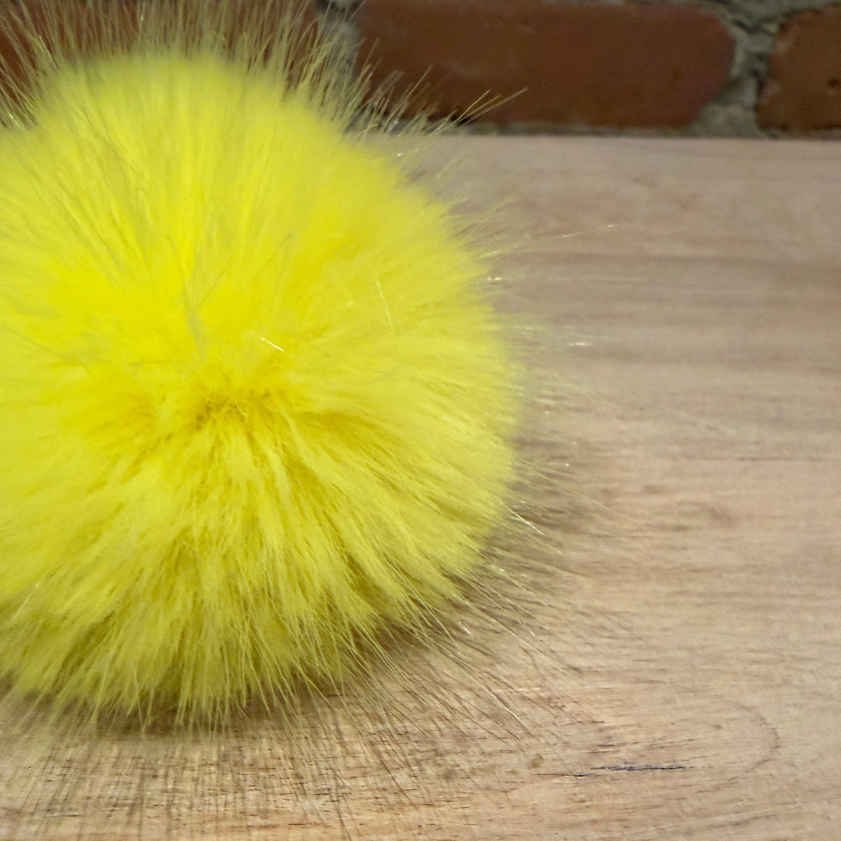 Lemon Yellow Mink Faux Fur Pom, 2.5 Inch