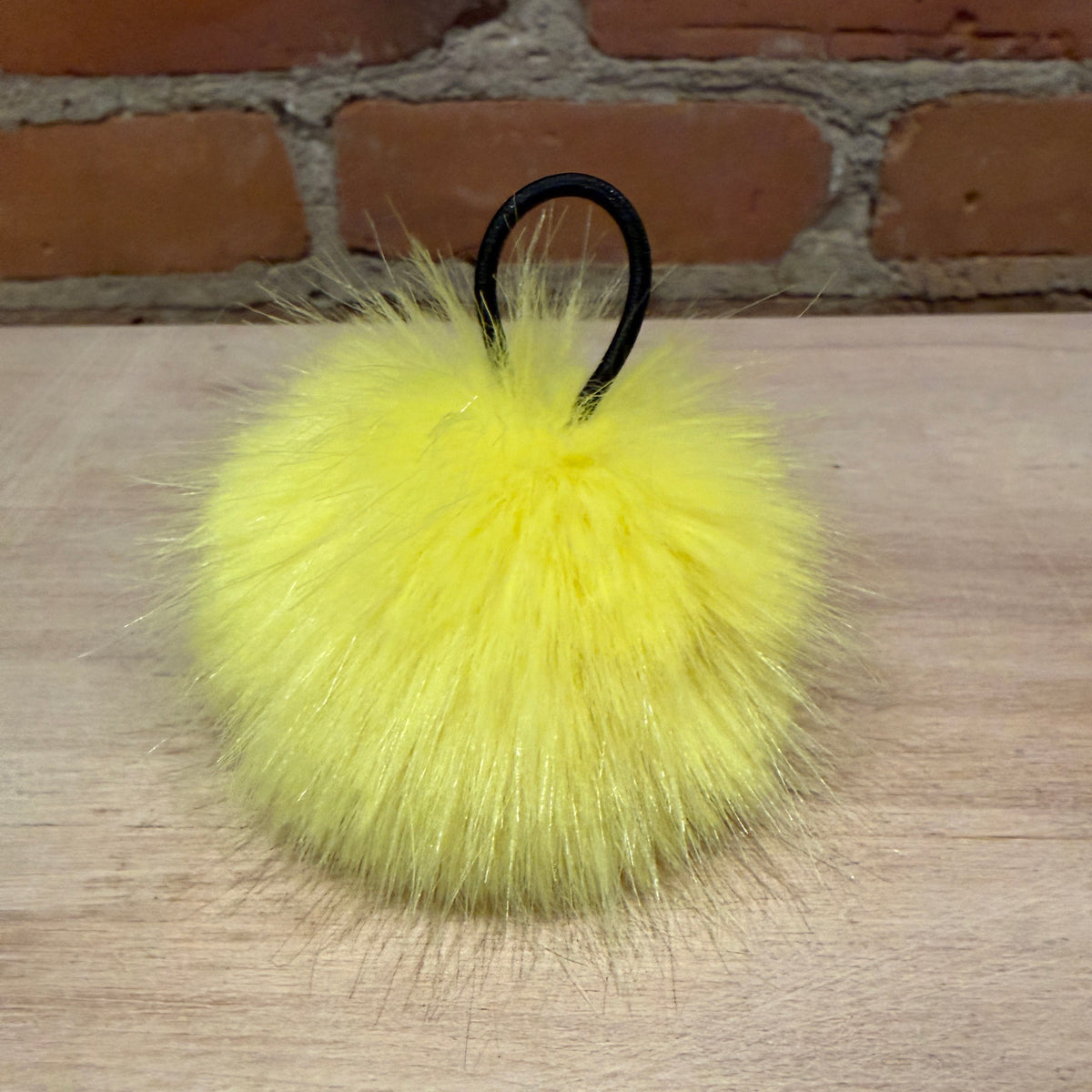 Lemon Yellow Mink Faux Fur Pom, 2.5 Inch