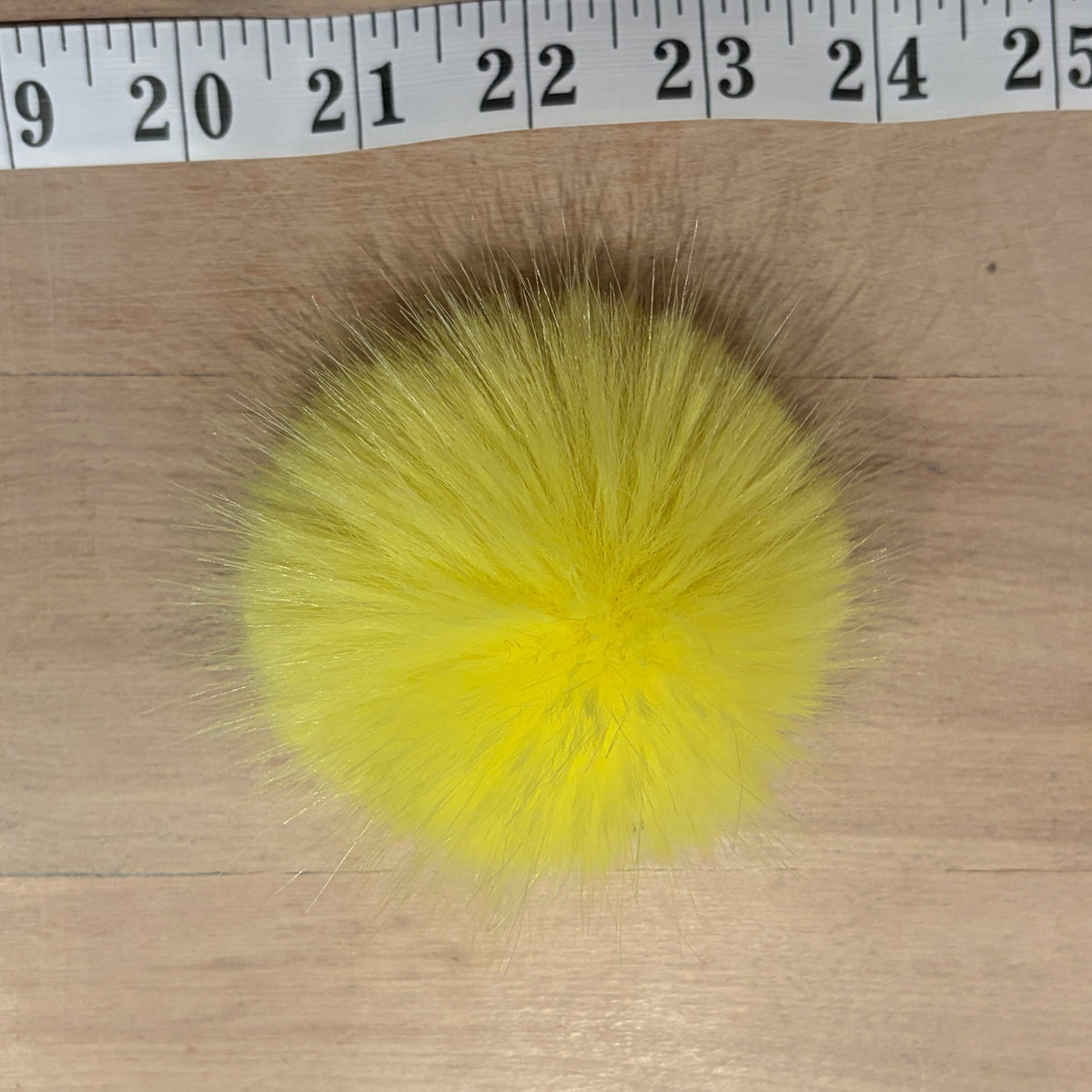 Lemon Yellow Mink Faux Fur Pom, 2.5 Inch