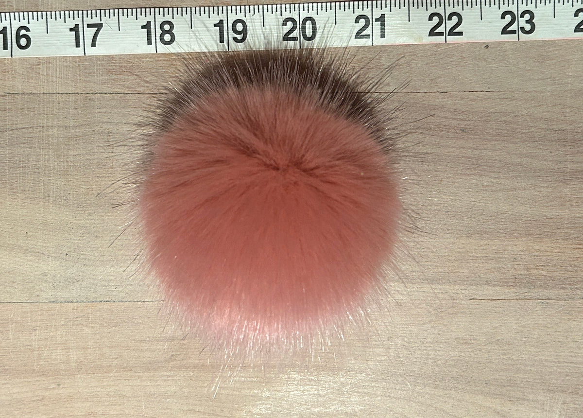 Rose Pink Faux Fur Pom, 3 Inch