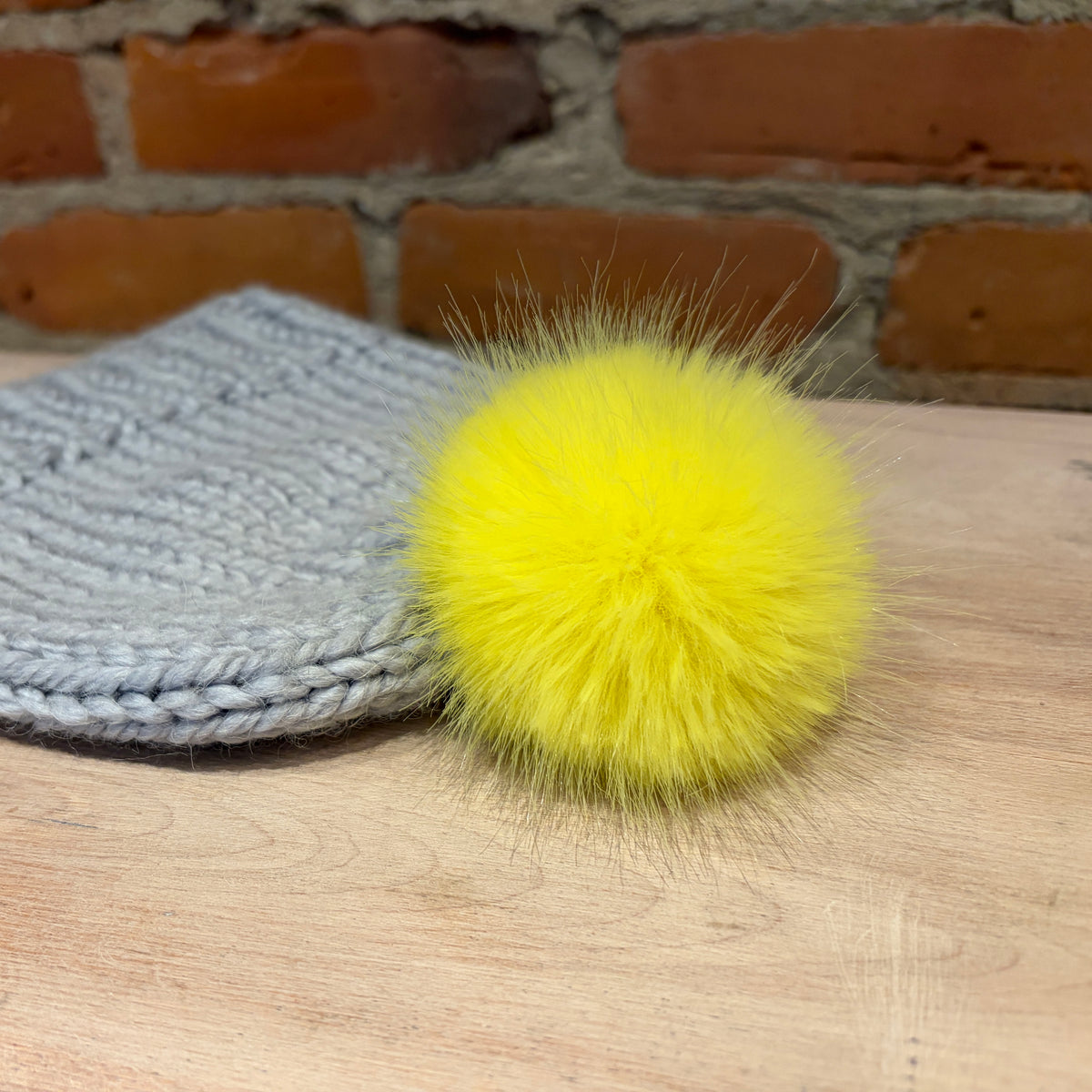 Lemon Yellow Mink Faux Fur Pom, 2.5 Inch