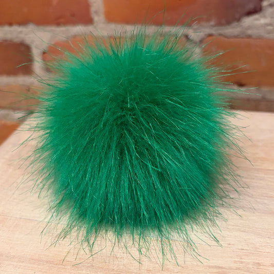 Green Faux Fur Pom, 4-Inch