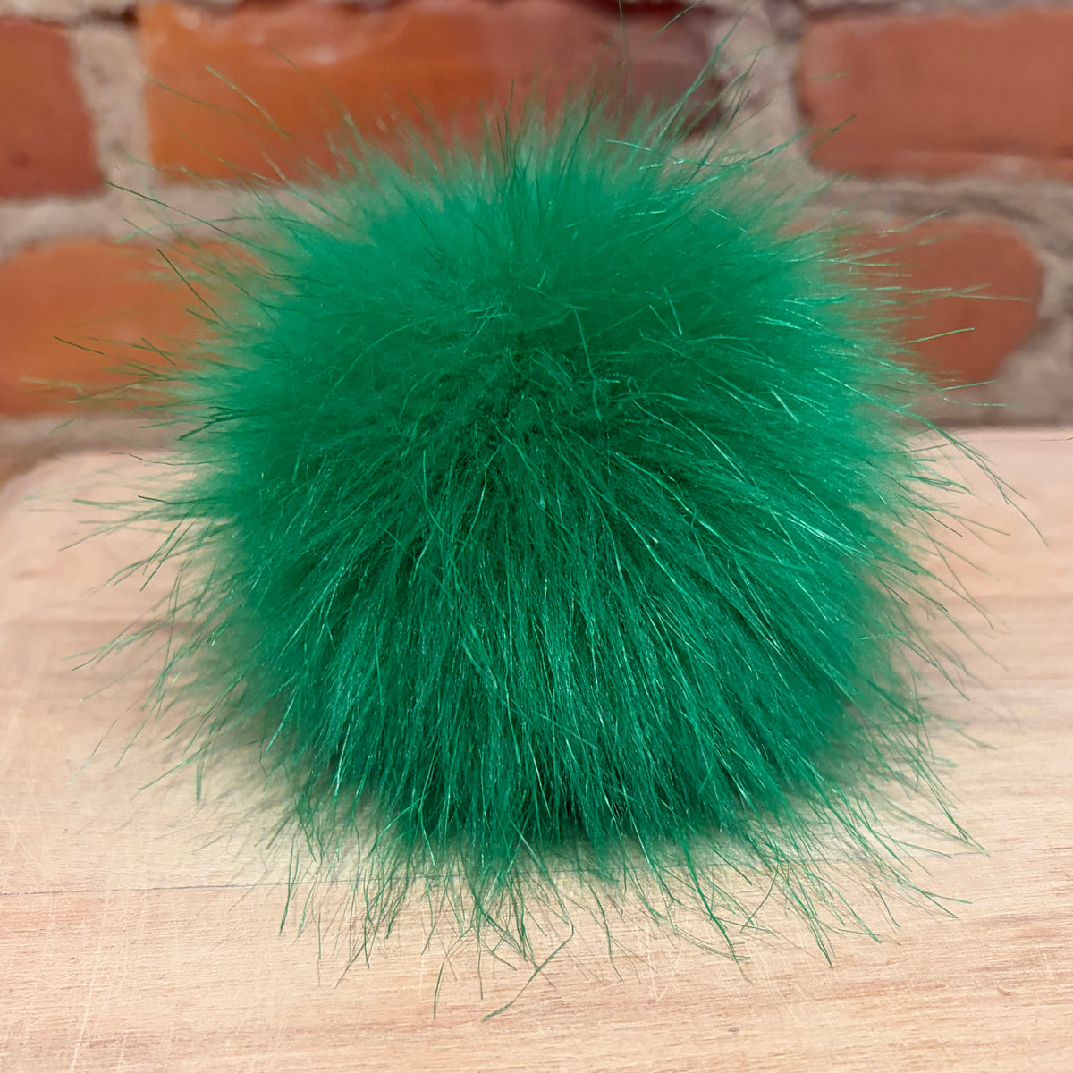 Green Faux Fur Pom, 4-Inch