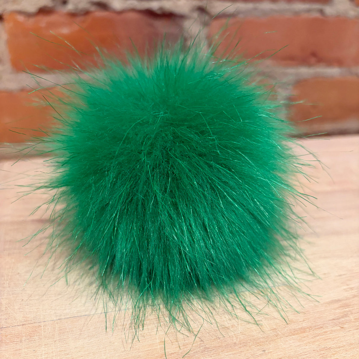 Green Faux Fur Pom, 4-Inch