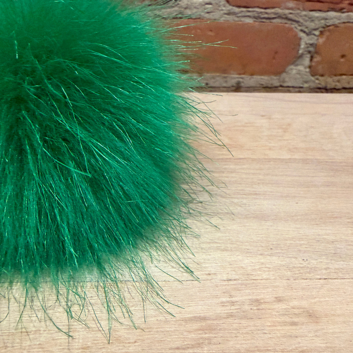 Green Faux Fur Pom, 4-Inch