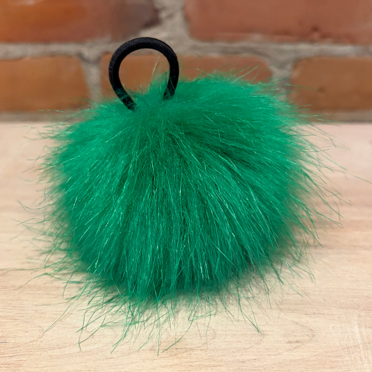 Green Faux Fur Pom, 4-Inch