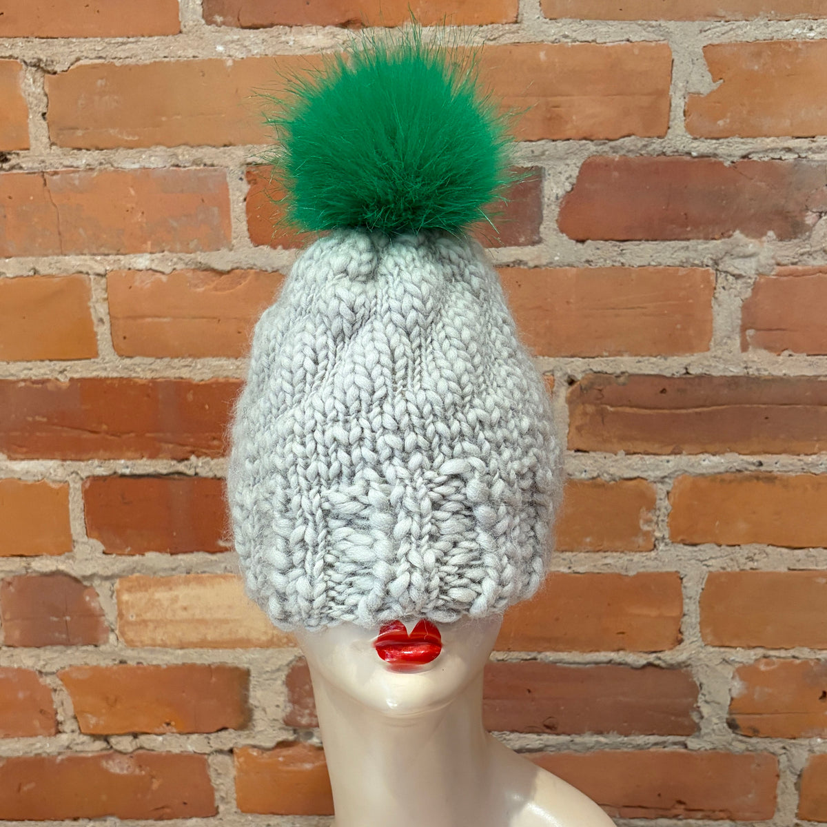 Green Faux Fur Pom, 4-Inch