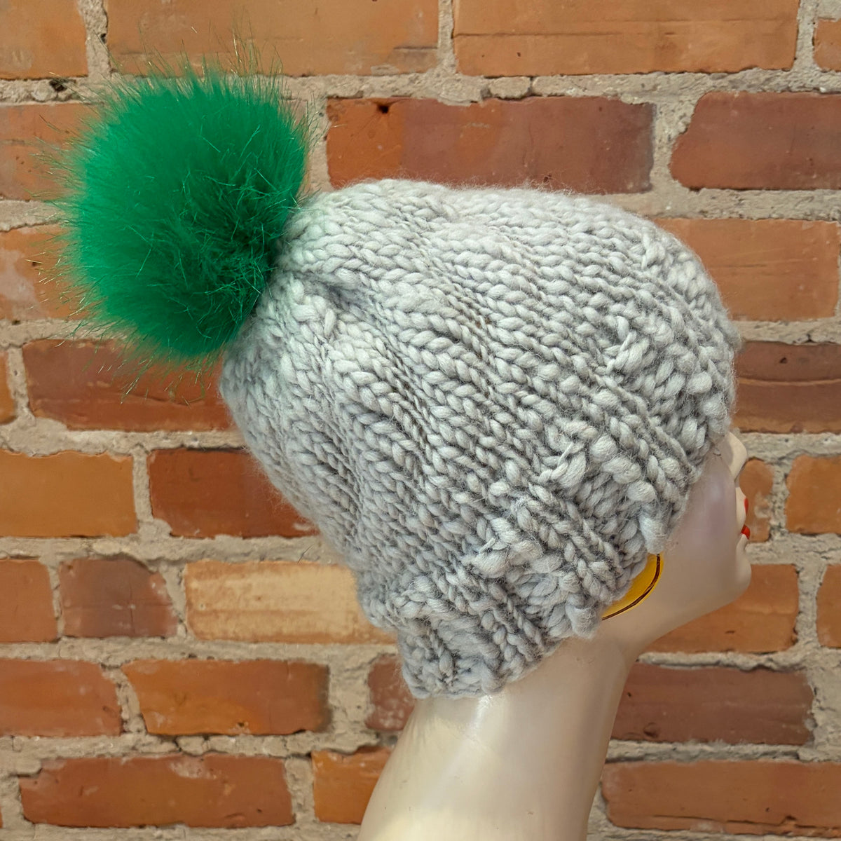 Green Faux Fur Pom, 4-Inch