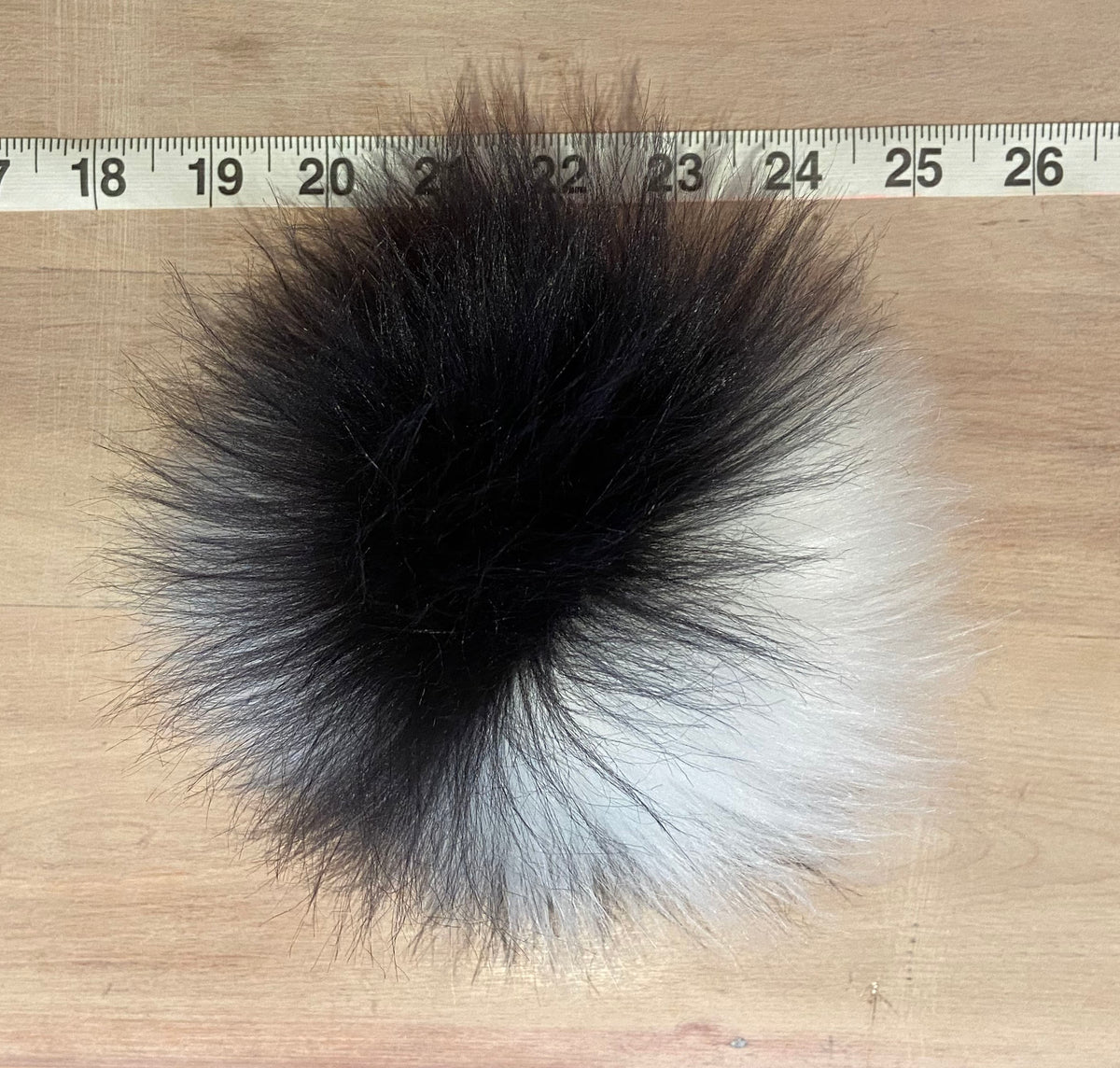 Black White Faux Fur Pom, 6 Inch