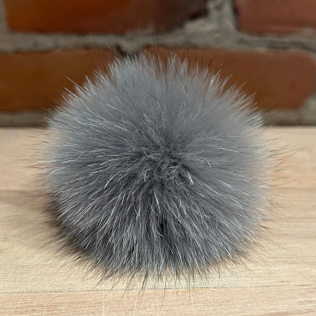 Shark Grey Fox Fur Pom, 3 Inch