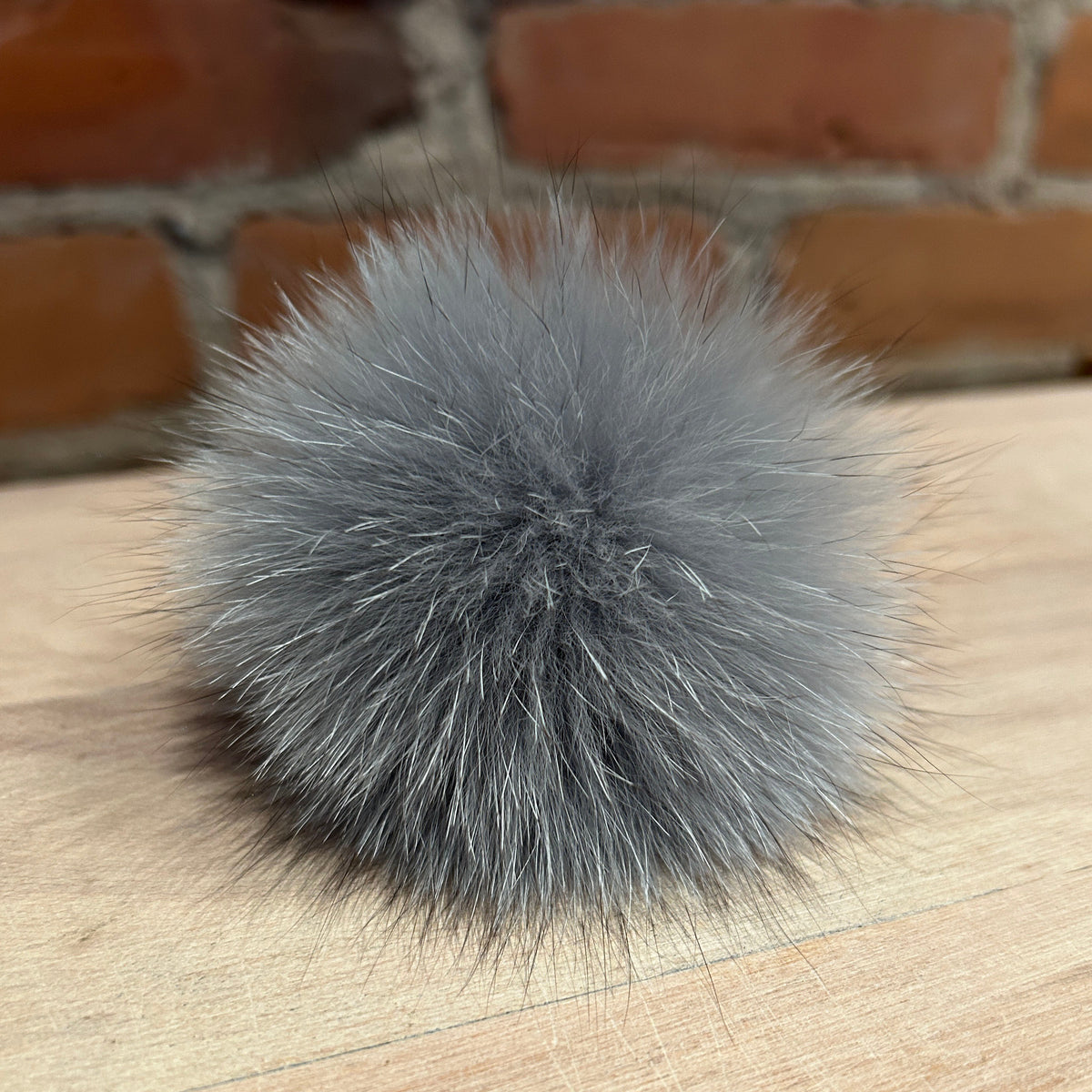 Shark Grey Fox Fur Pom, 3 Inch