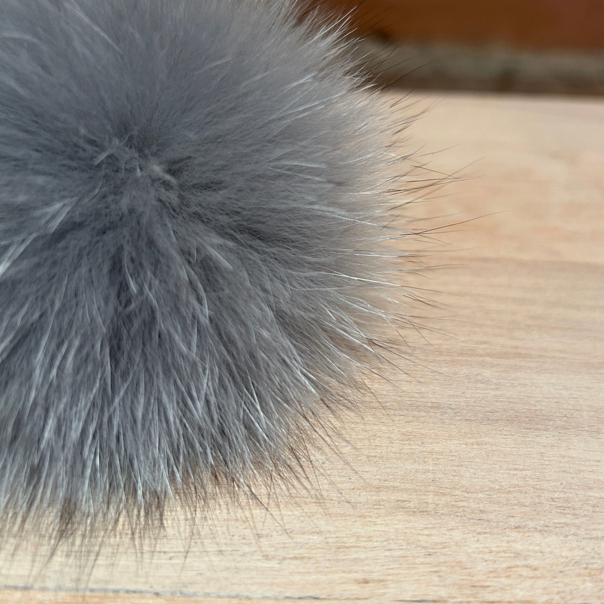 Shark Grey Fox Fur Pom, 3 Inch