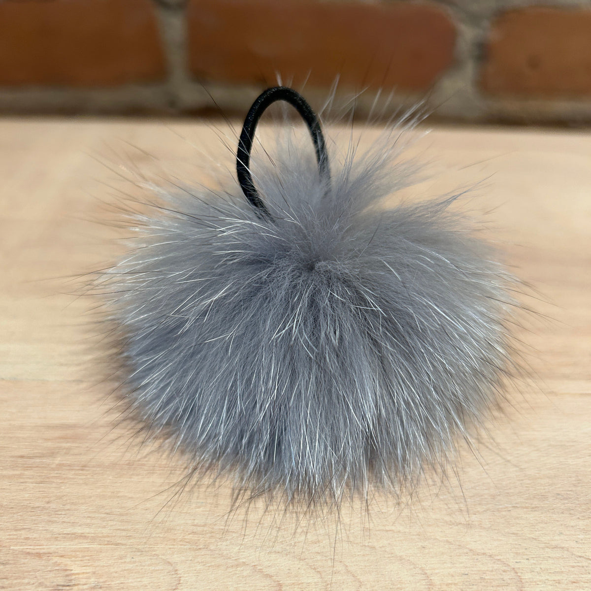 Shark Grey Fox Fur Pom, 3 Inch