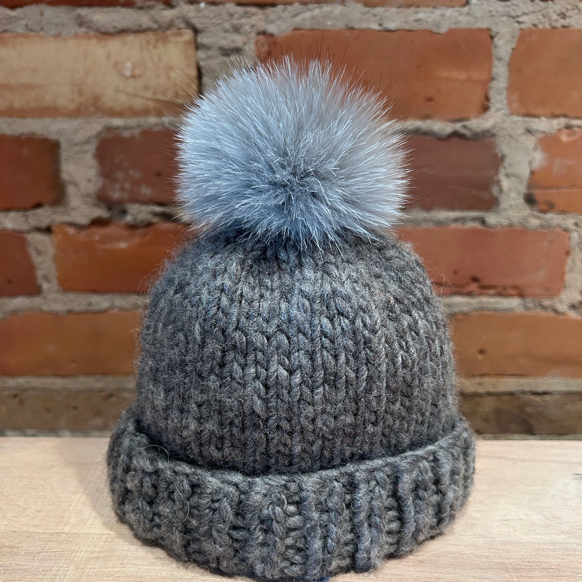 Shark Grey Fox Fur Pom, 3 Inch