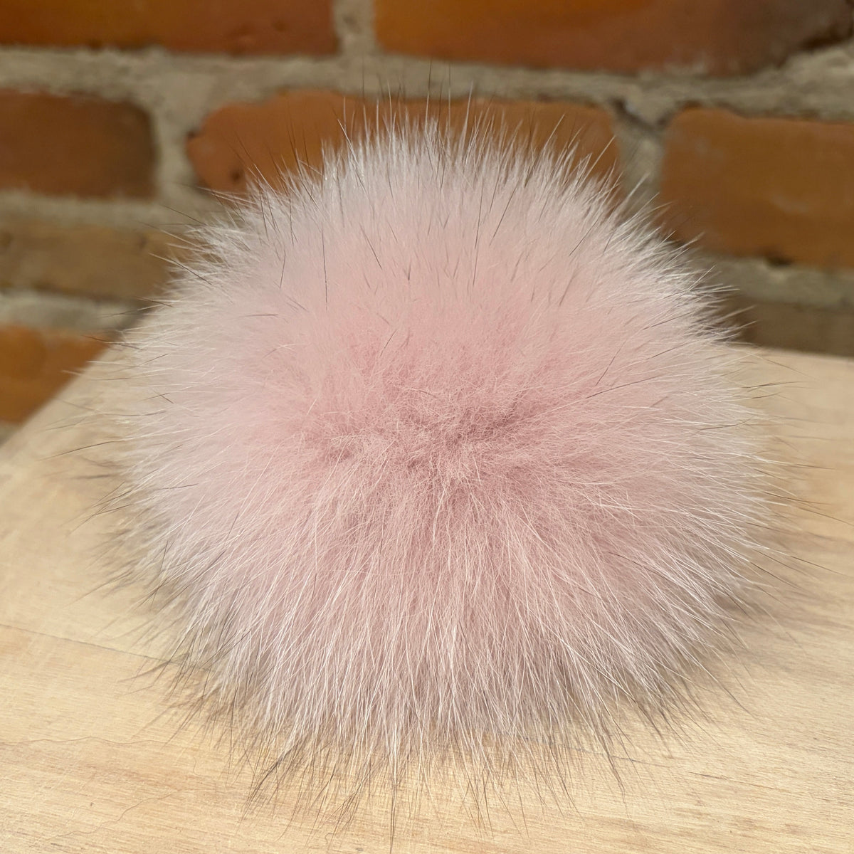 Light Pink Fox Fur Pom, 4.5 Inch