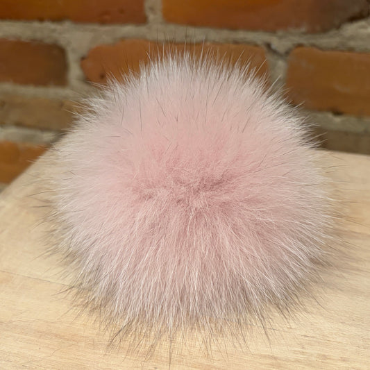 Light Pink Fox Fur Pom, 4.5 Inch