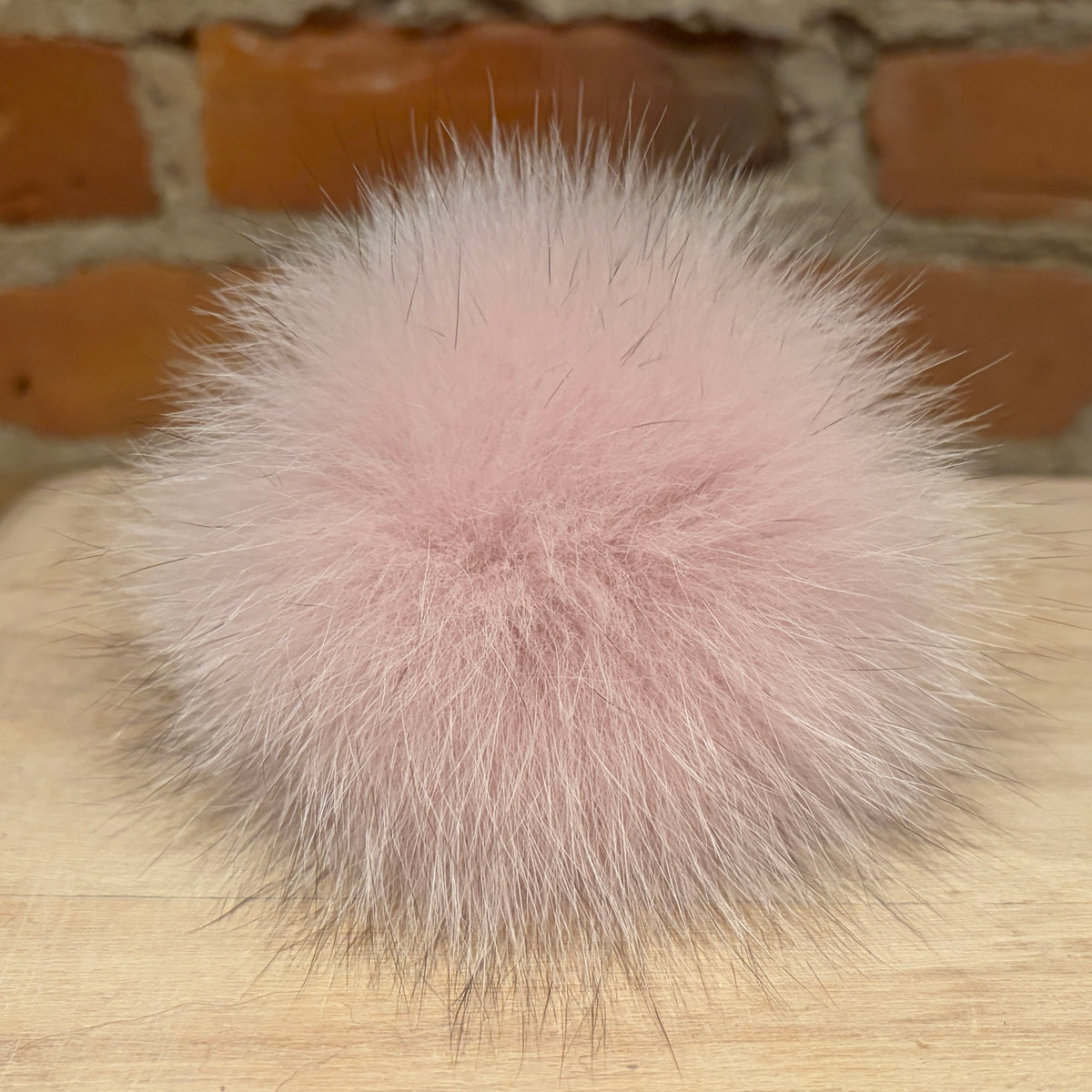 Light Pink Fox Fur Pom, 4.5 Inch