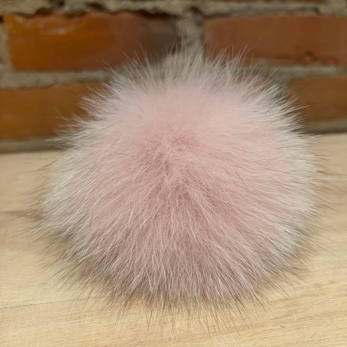 Light Pink Fox Fur Pom, 4.5 Inch