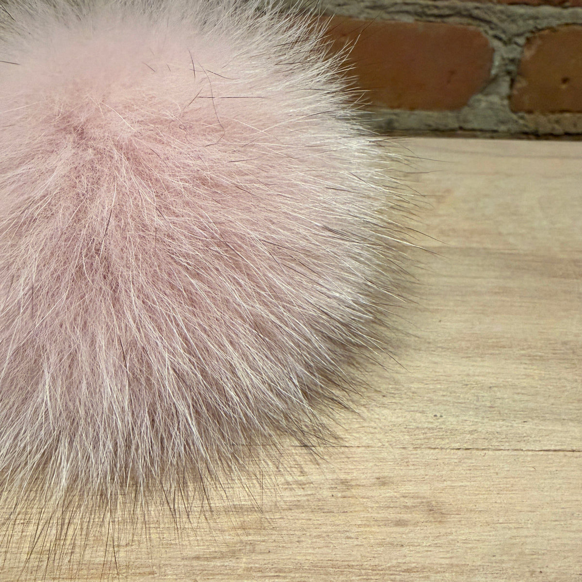 Light Pink Fox Fur Pom, 4.5 Inch