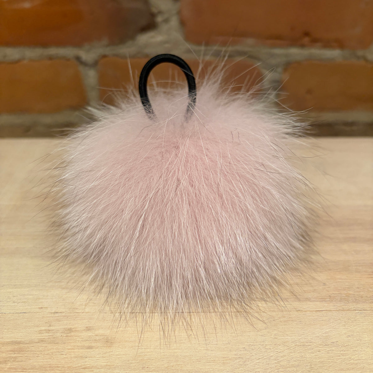 Light Pink Fox Fur Pom, 4.5 Inch