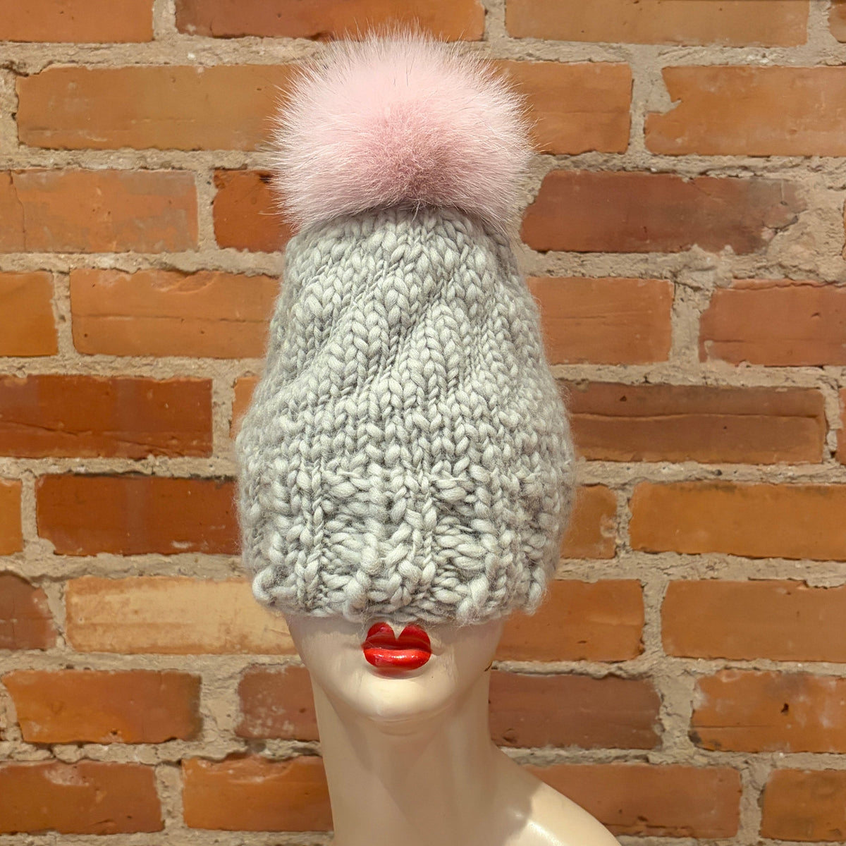 Light Pink Fox Fur Pom, 4.5 Inch