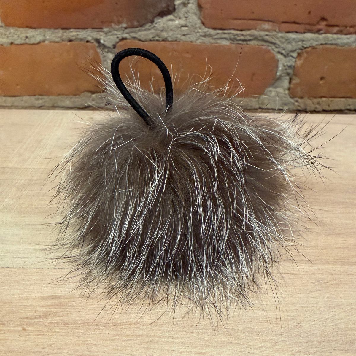 Silver Grey Fox Fur Pom, 3 Inch