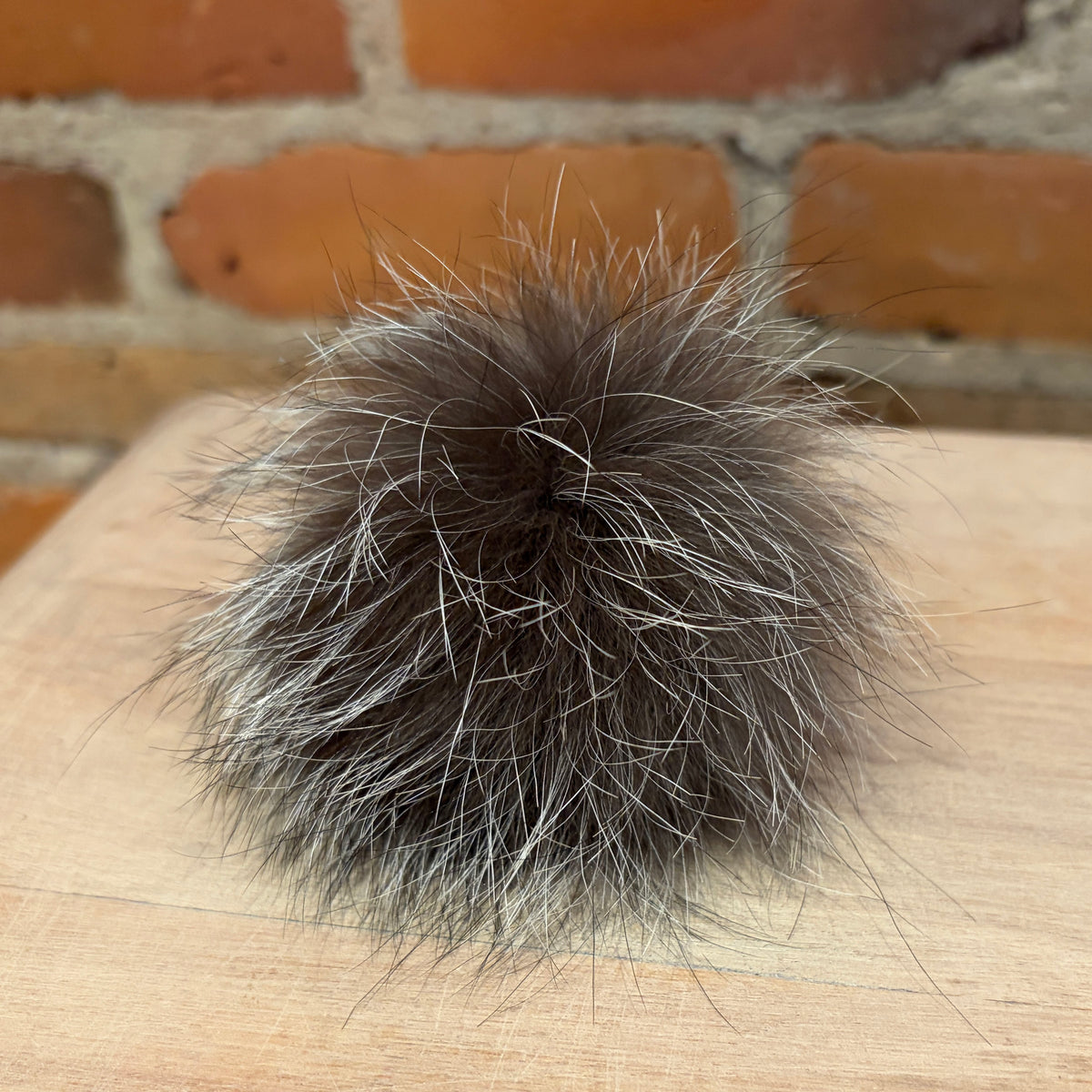 Silver Grey Fox Fur Pom, 3 Inch