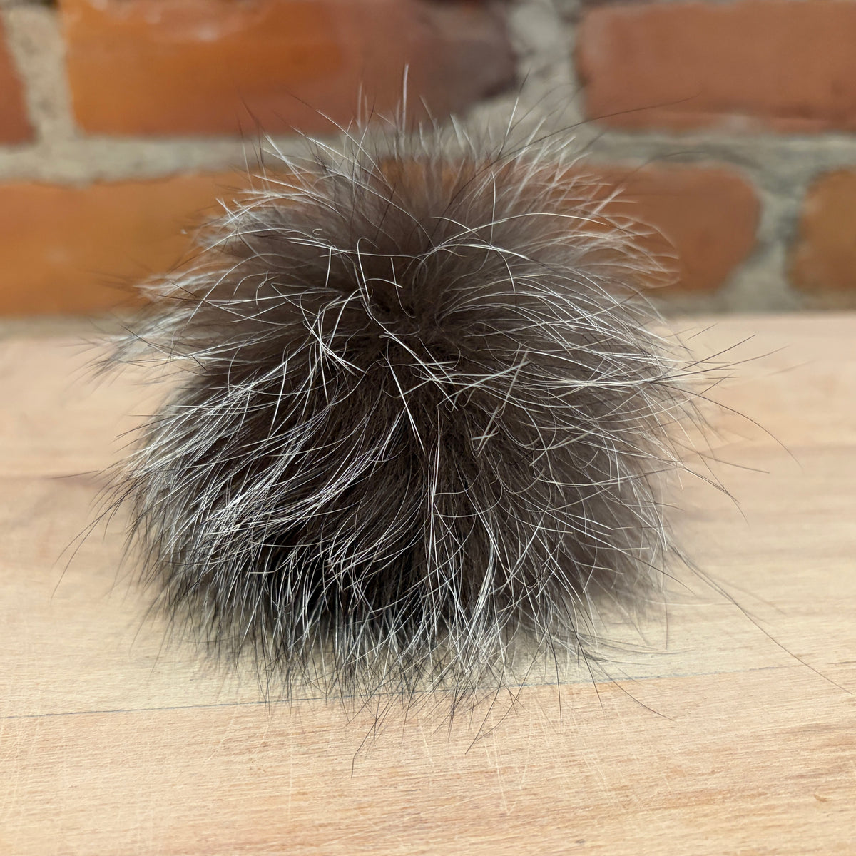 Silver Grey Fox Fur Pom, 3 Inch