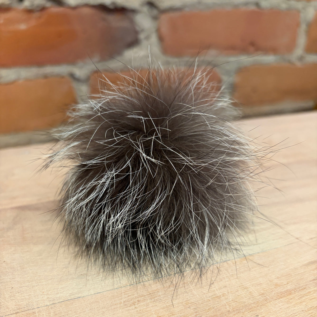 Silver Grey Fox Fur Pom, 3 Inch