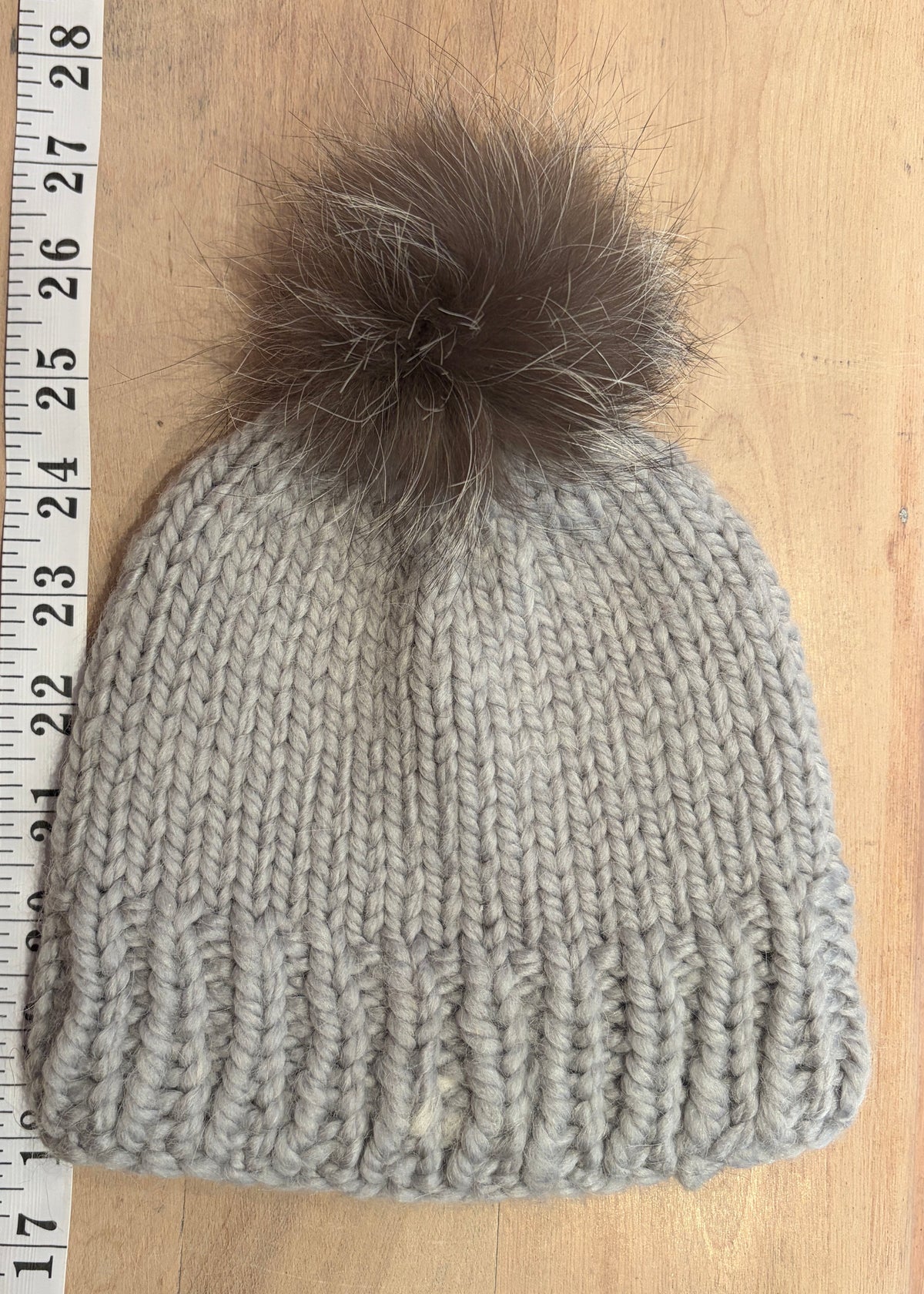 Silver Grey Fox Fur Pom, 3 Inch
