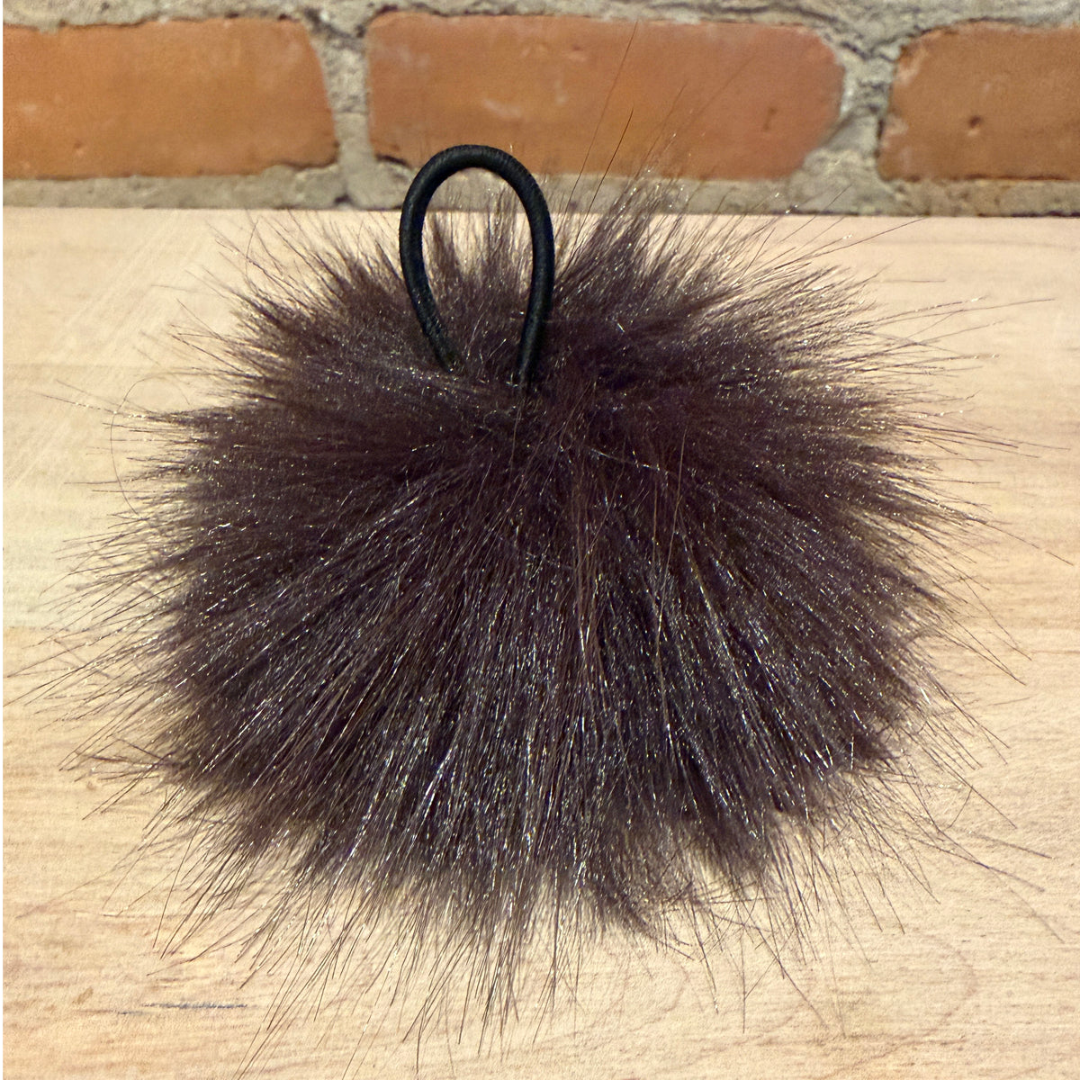 Dark Brown Beaver Faux Fur Pom, 3 Inch