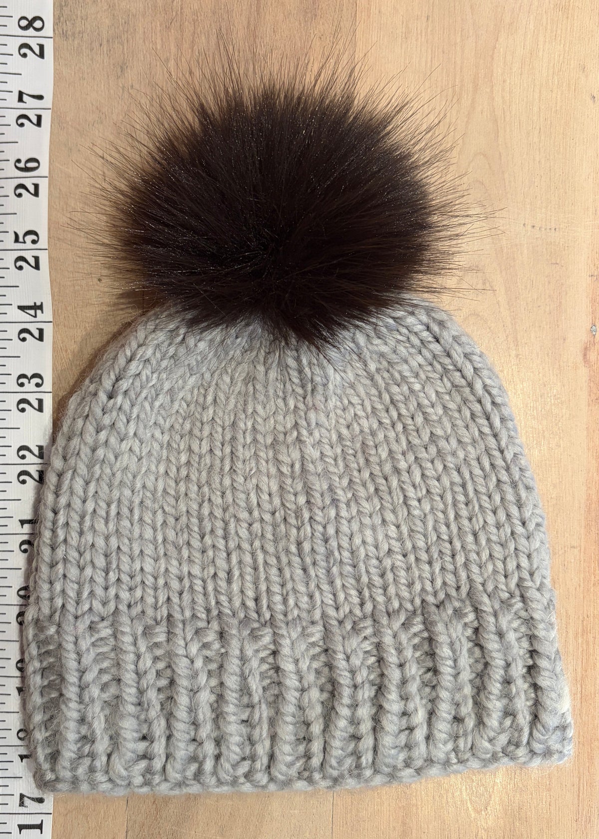 Dark Brown Beaver Faux Fur Pom, 3 Inch