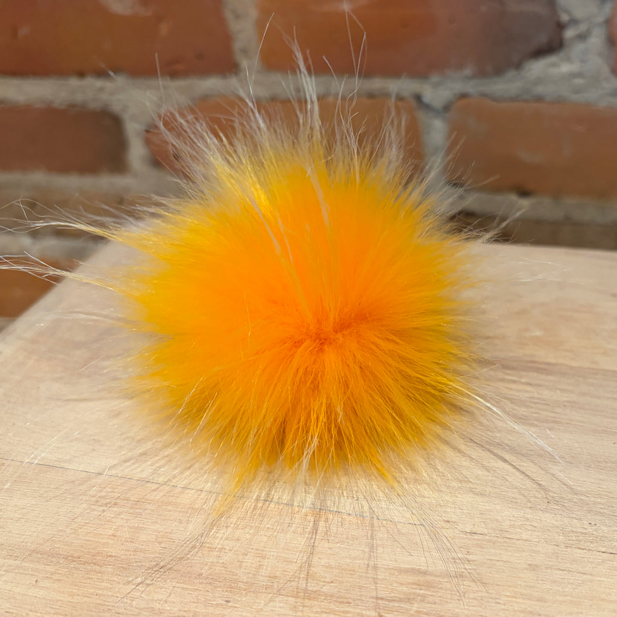 Marigold Yellow Faux Fur Pom, 3-Inch