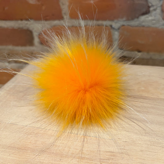 Marigold Yellow Faux Fur Pom, 3-Inch