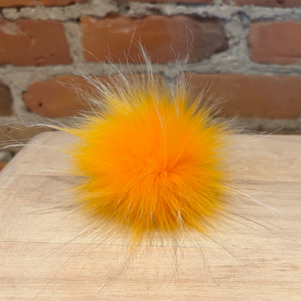 Marigold Yellow Faux Fur Pom, 3-Inch