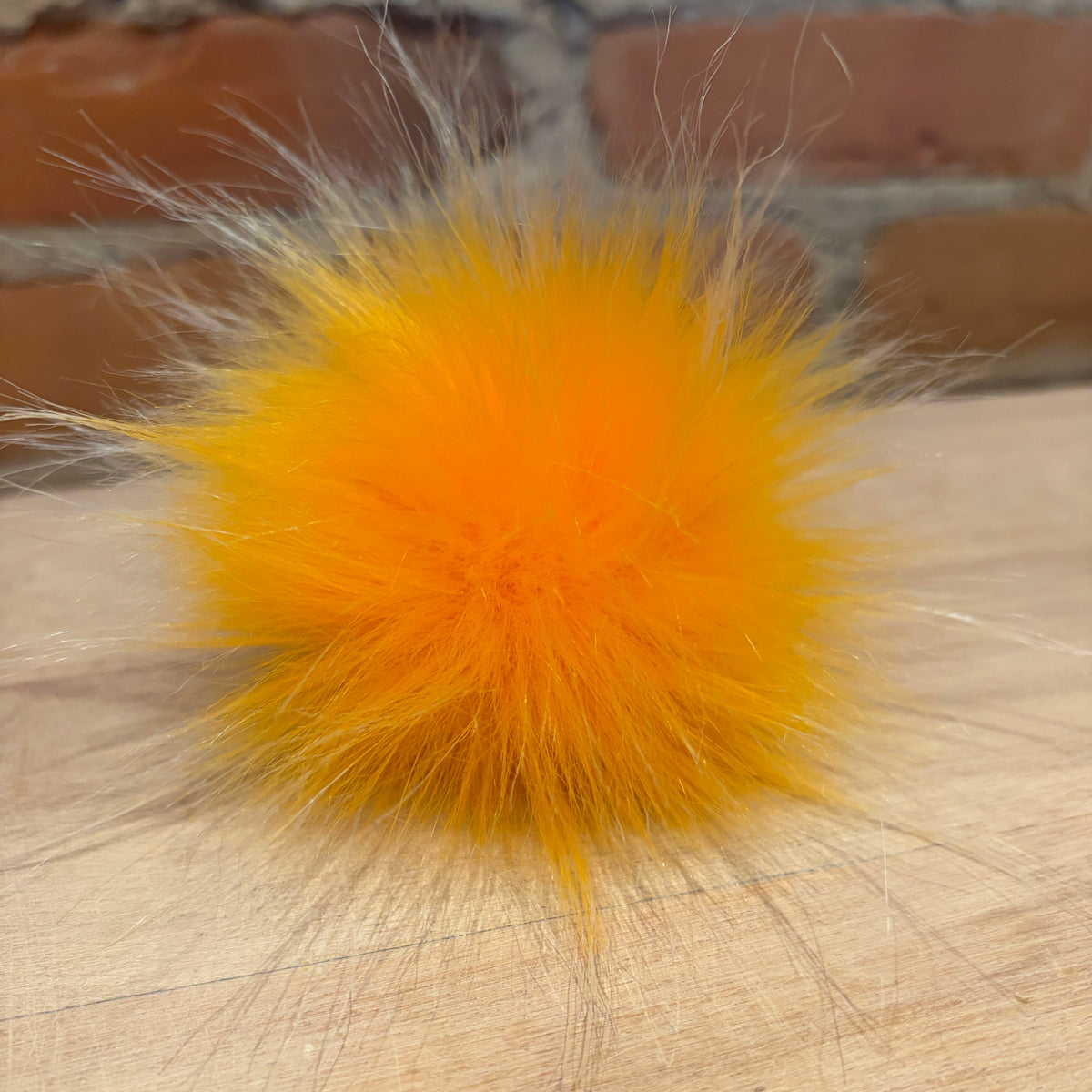 Marigold Yellow Faux Fur Pom, 3-Inch