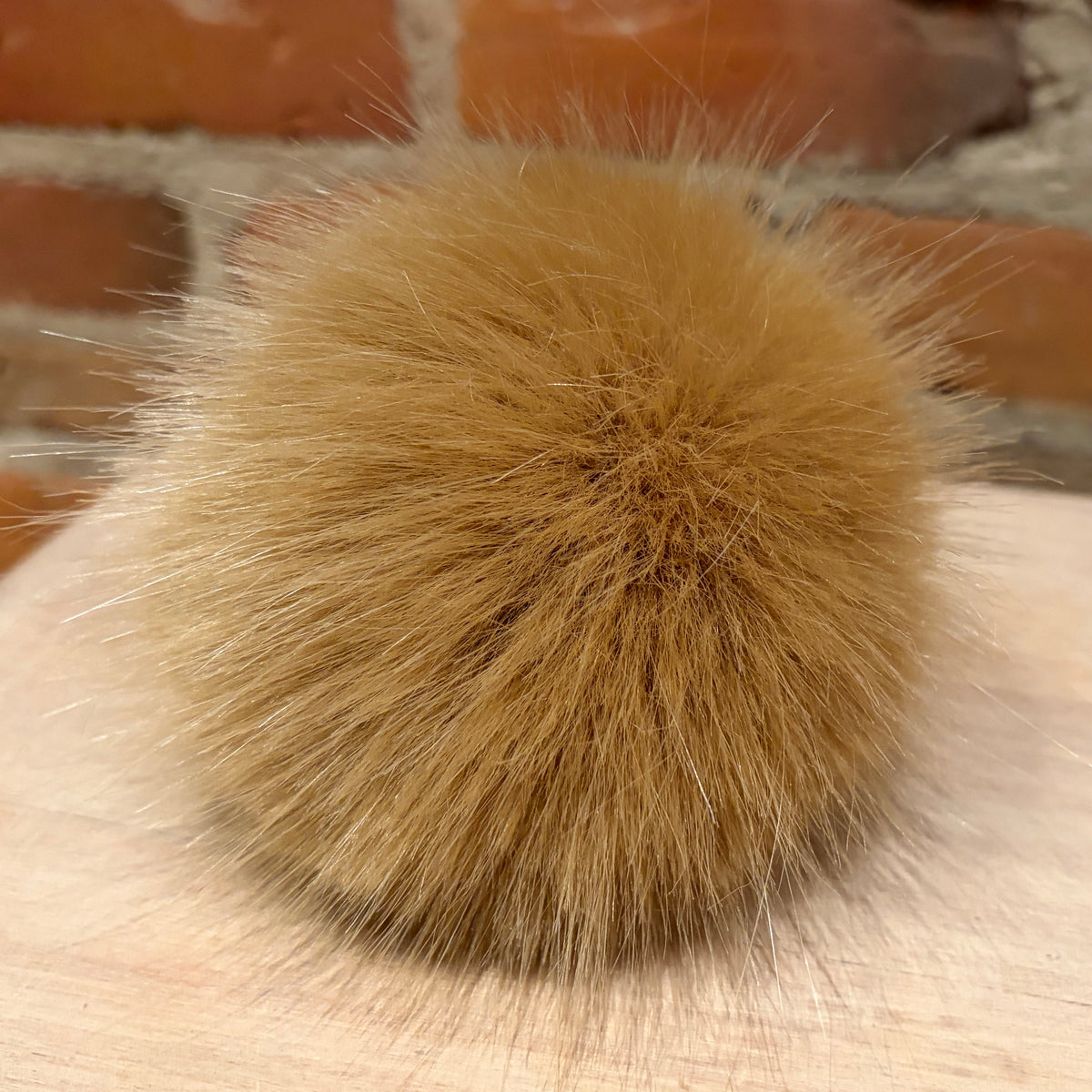 Gold Mink Faux Fur Pom, 5 Inch
