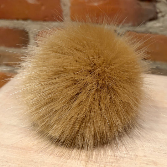 Gold Mink Faux Fur Pom, 5 Inch