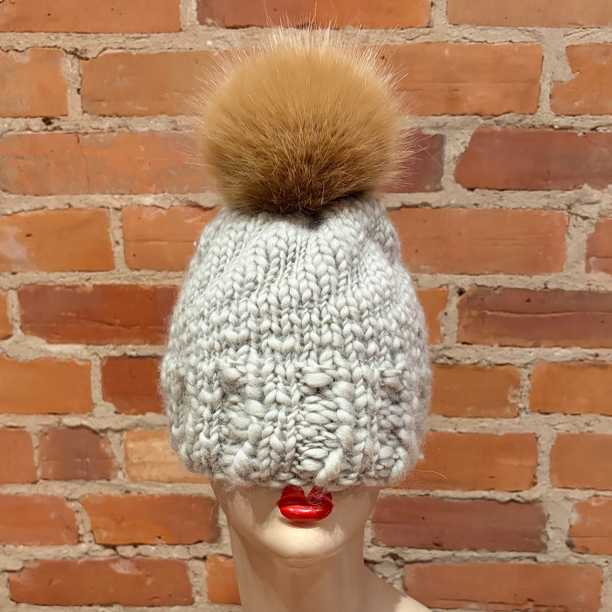 Gold Mink Faux Fur Pom, 5 Inch